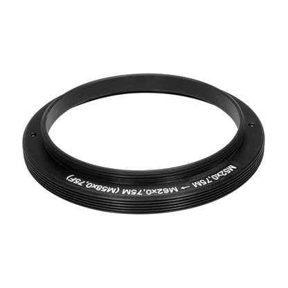 M52x0.75 male to M58x0.75 female thread adapter with extra M62x0.75 male thread