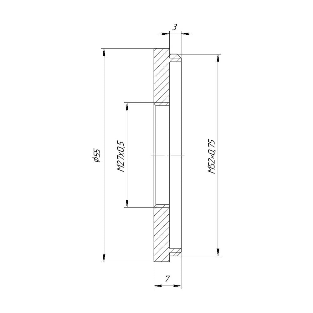 M52x0.75 male to M27x0.5 female thread adapter for Spiratone