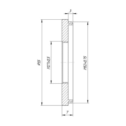 M52x0.75 male to M27x0.5 female thread adapter for Spiratone