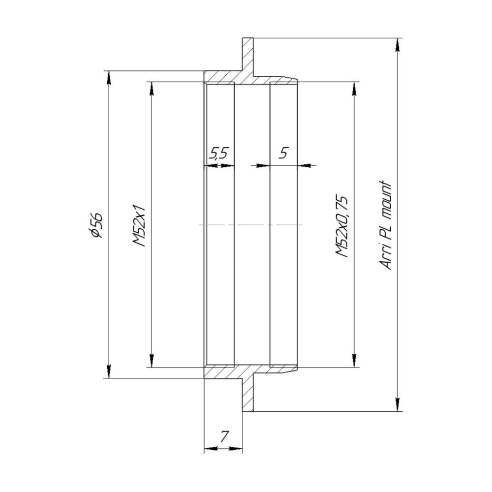 M52x1 female thread to Arri PL camera adapter for helicoids