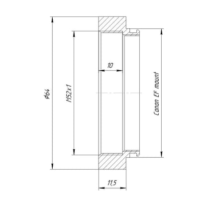 M52x1 female thread to Canon EOS (EF) camera mount adapter