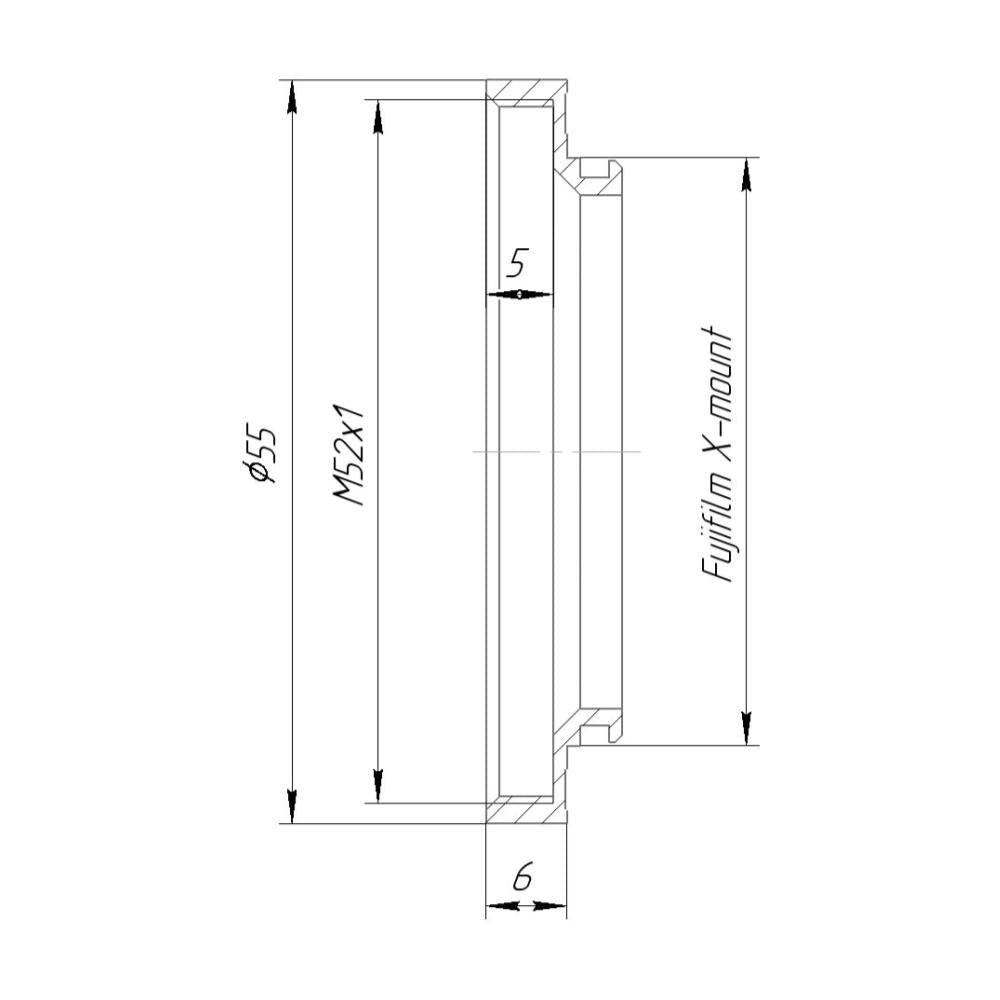 M52x1 female thread to Fujifilm X-mount (FX) adapter for helicoids