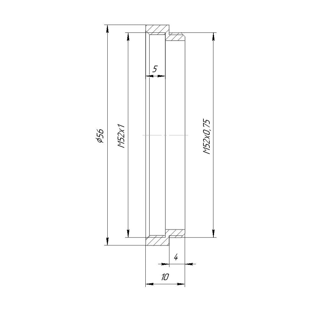 M52x1 female to M52x0.75 male thread adapter