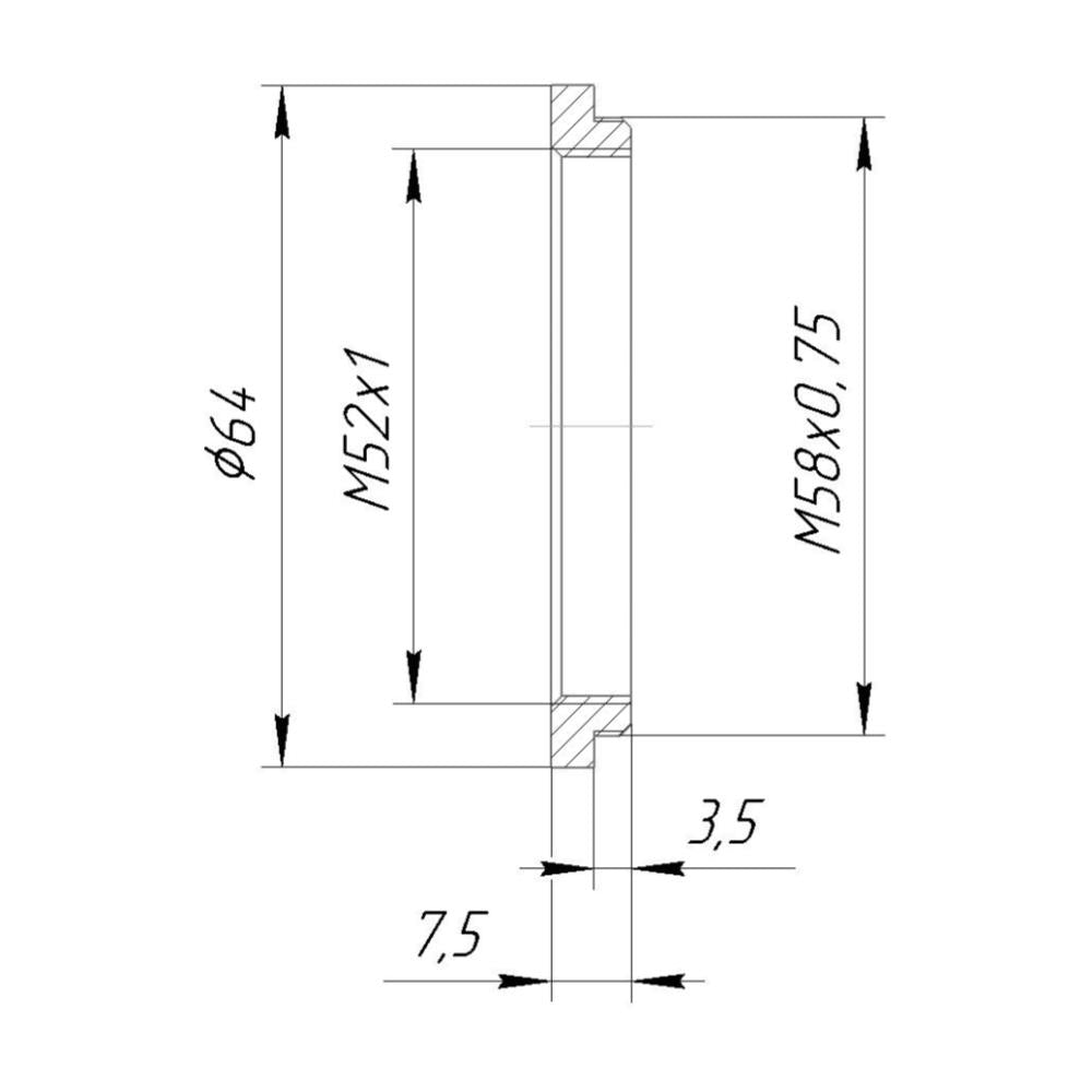 M52x1 female to M58x0.75 male thread adapter for focusing helicoids