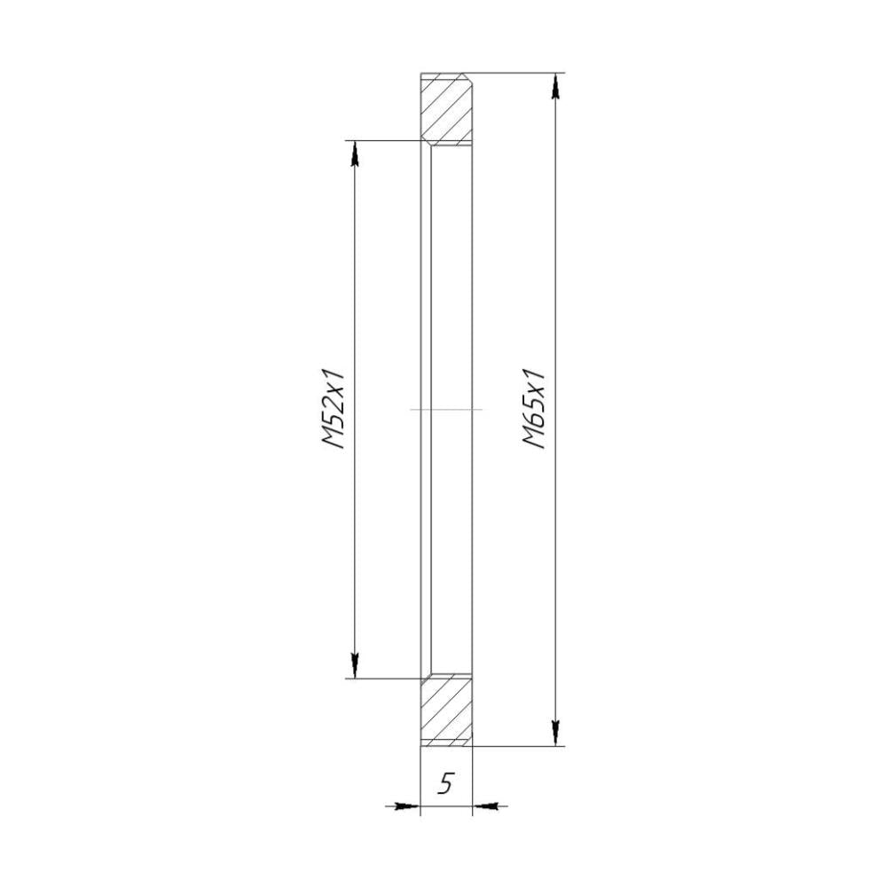 M52x1 female to M65x1 male thread adapter for helicoids, flangeless