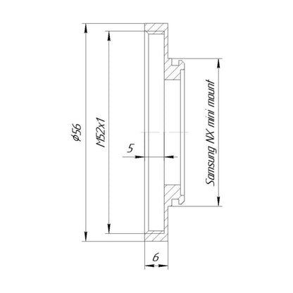 M52x1 female thread to Samsung NX Mini camera mount adapter