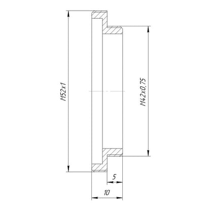 M52x1 male to M42x0.75 (T2) male thread adapter