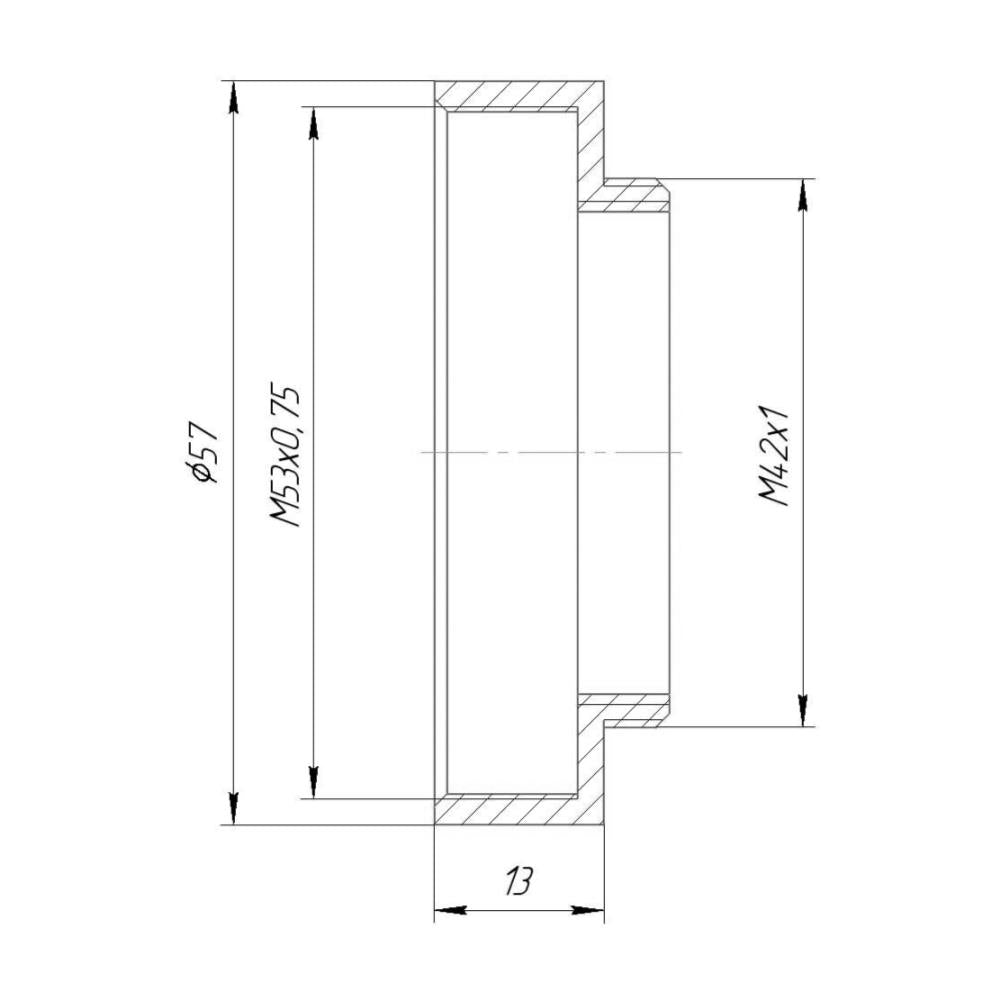 M53x0.75 female to M42x1 male thread adapter
