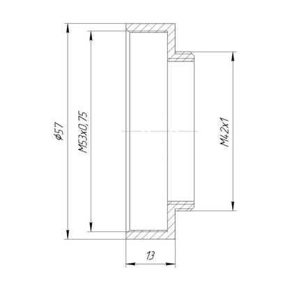 M53x0.75 female to M42x1 male thread adapter