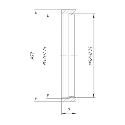 M53x0.75 female to M52x0.75 female thread adapter (filter step ring)