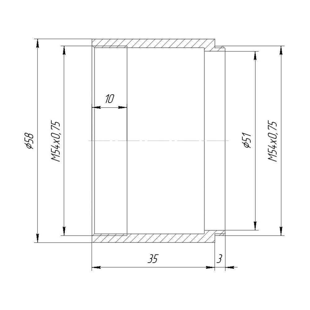 M54x0.75 female to M54x0.75 male thread adapter (35mm long extender)