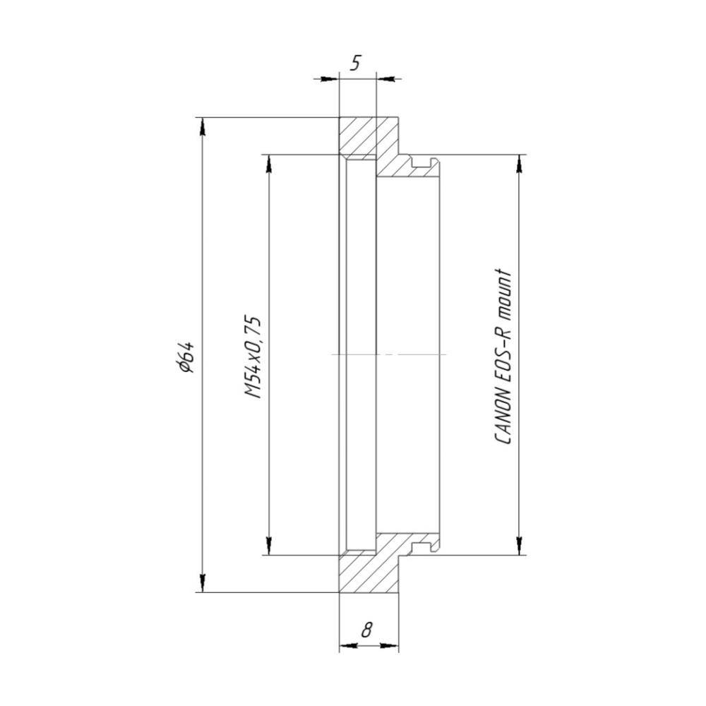 M54x0.75 female thread to Canon EOS-R RF camera mount