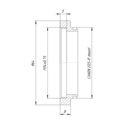 M54x0.75 female thread to Canon EOS-R RF camera mount