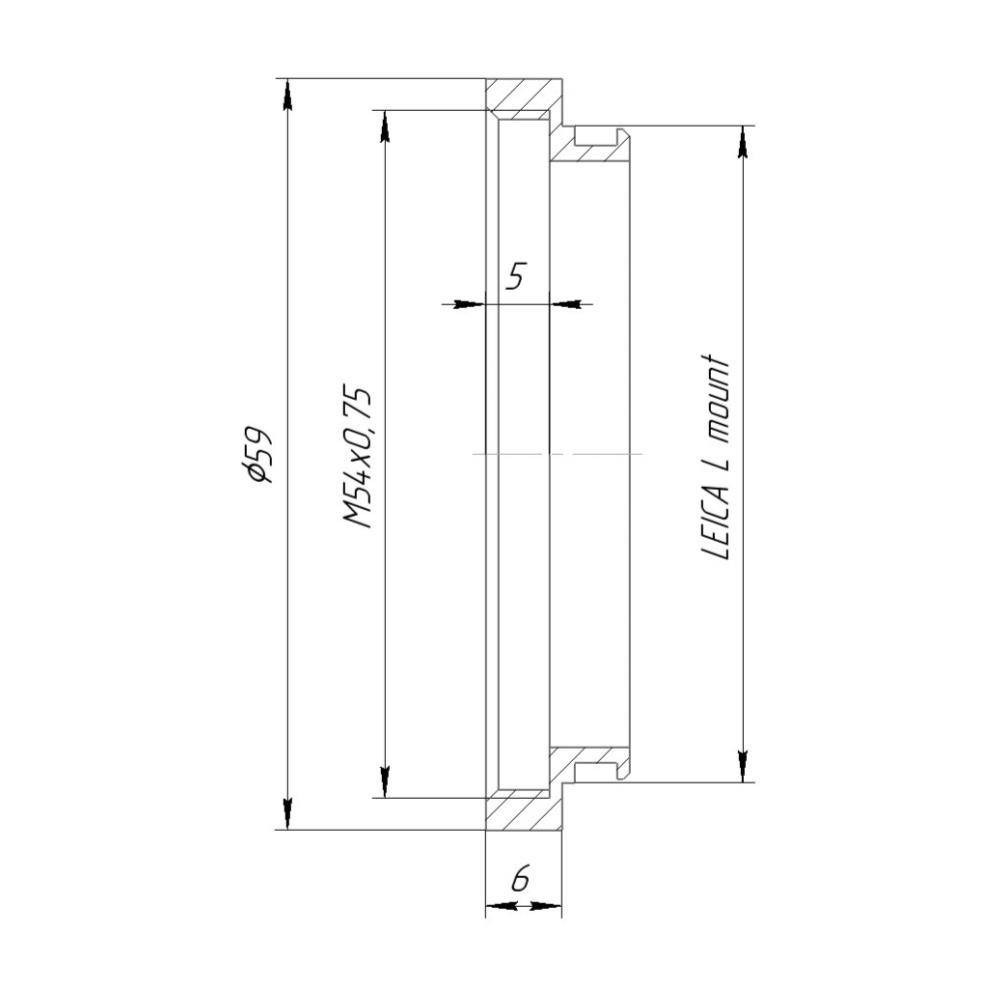 M54x0.75 female thread to Leica L camera mount adapter