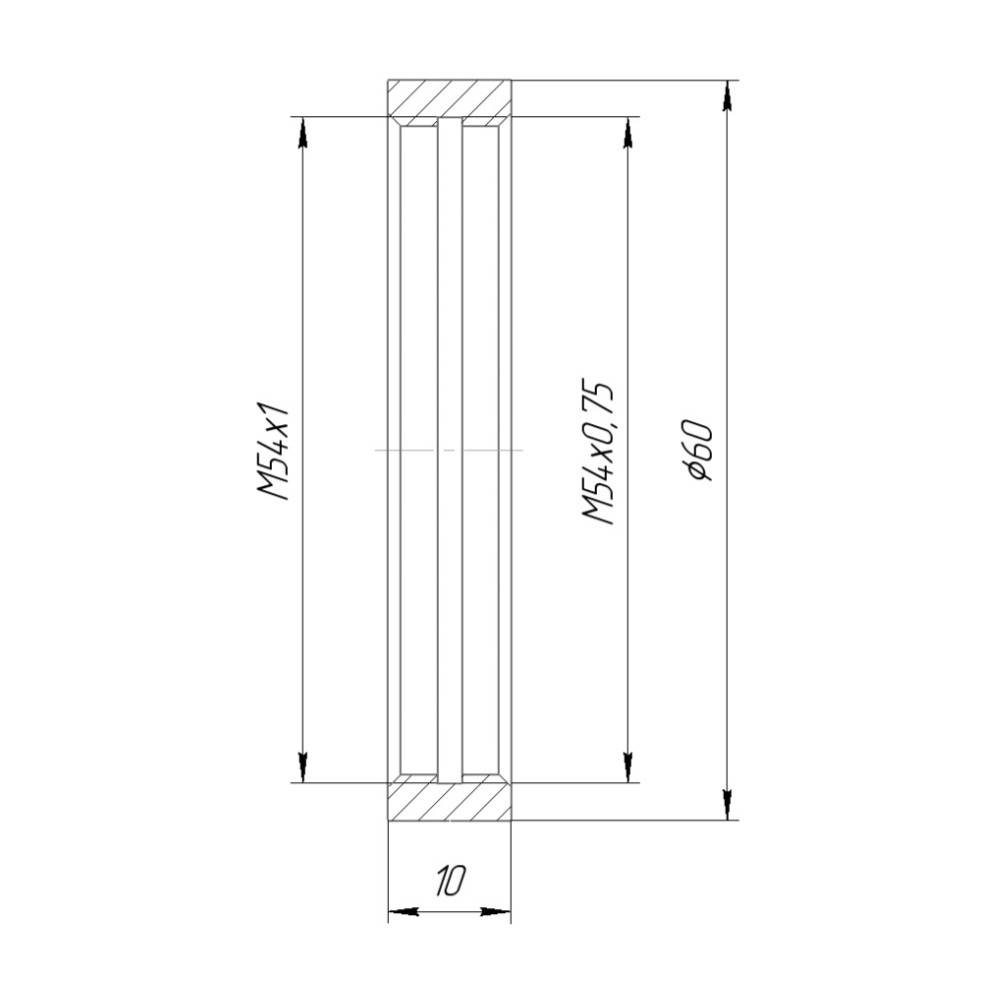 M54x0.75 female to M54x1 female thread adapter