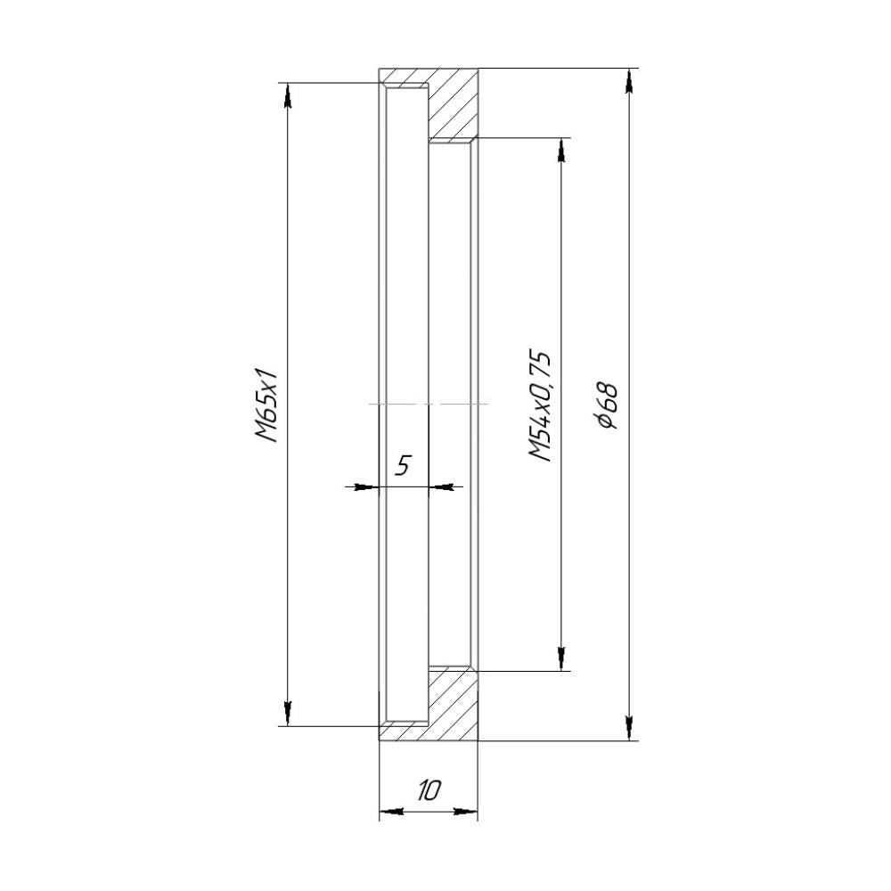 M54x0.75 female to M65x1 female thread adapter