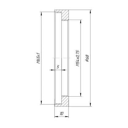 M54x0.75 female to M65x1 female thread adapter