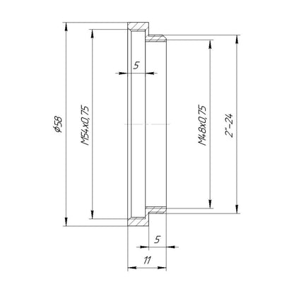 M54x0.75 female to SCT male thread adapter
