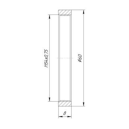 M54x0.75 female thread coupler (8mm long)