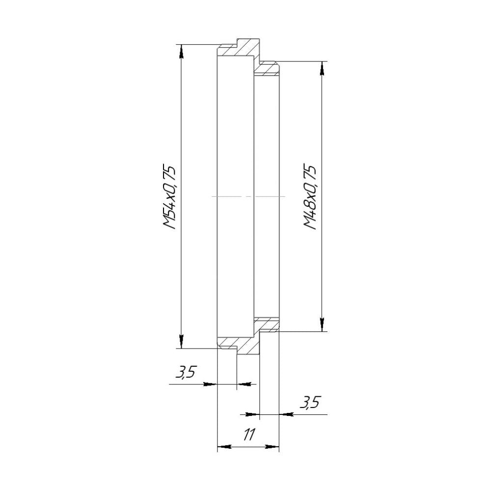 M54x0.75 male to M48x0.75 male thread adapter