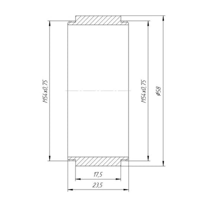 M54x0.75 male to M54x0.75 male thread adapter (17.5mm long extender)