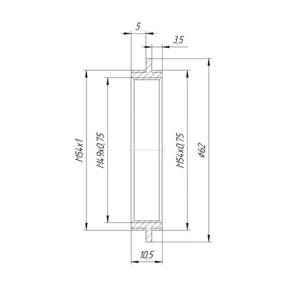 M54x0.75 male to M54x1 male thread adapter
