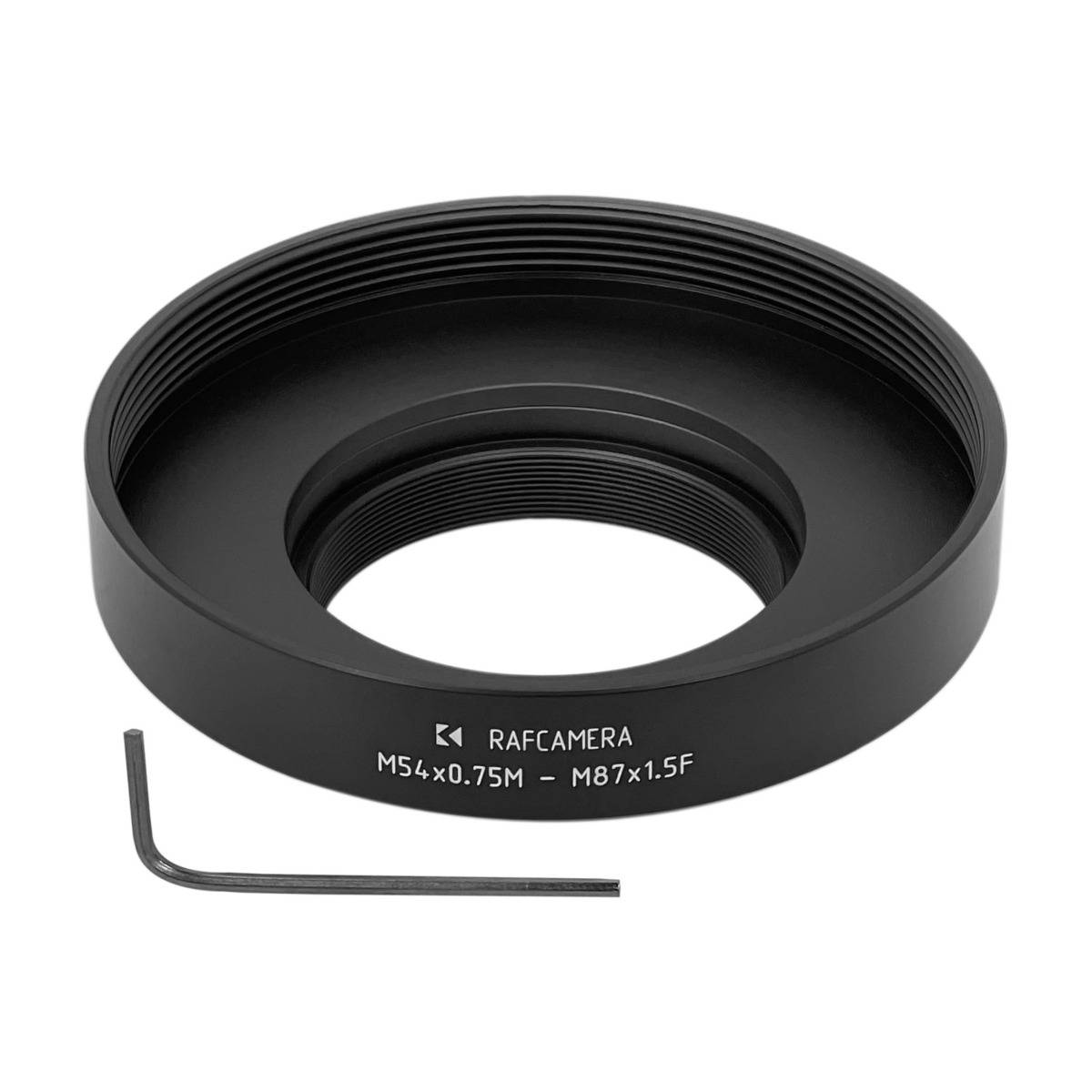 M54x0.75 male to M87x1.5 female thread adapter, adjustable