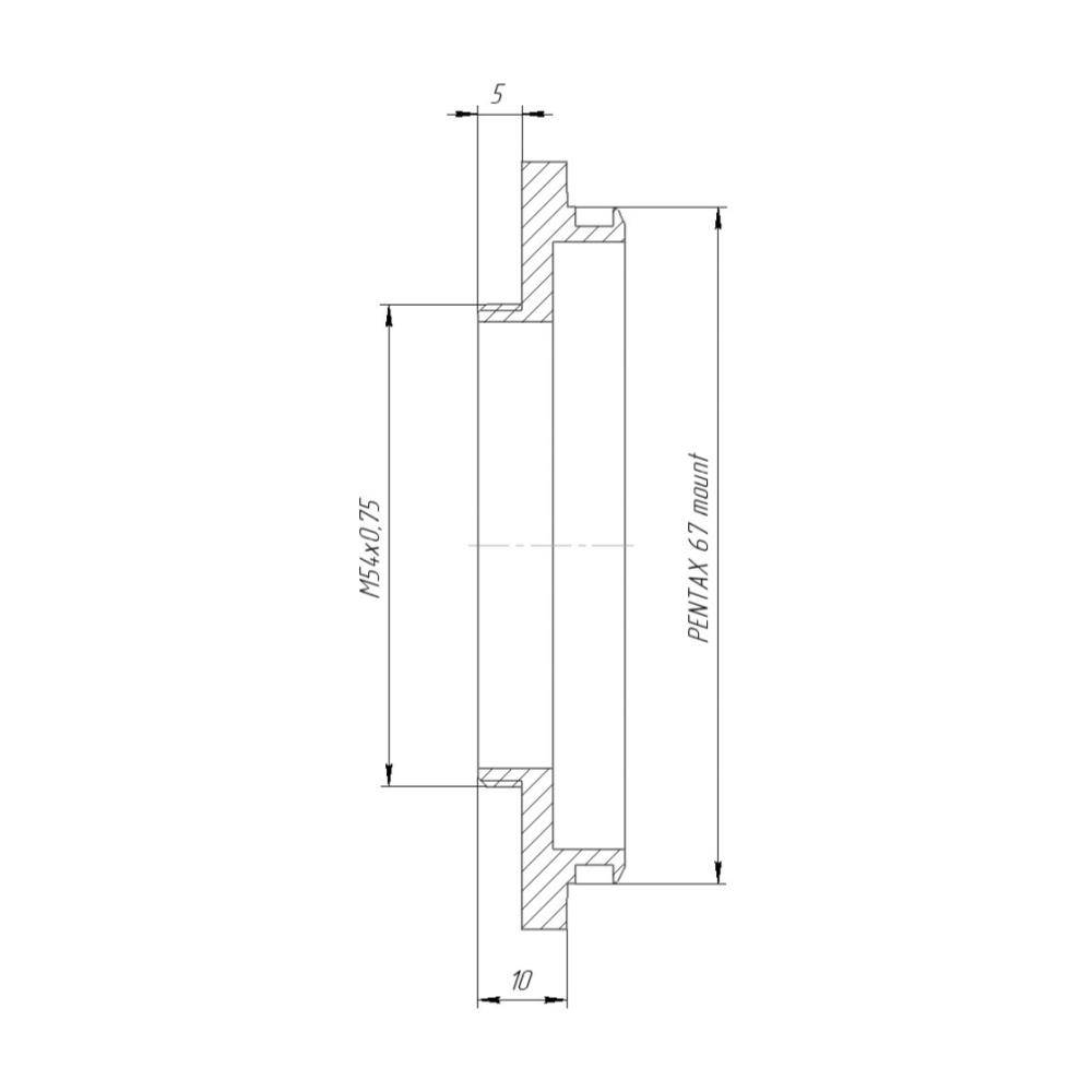 M54x0.75 male thread to Pentax 67 camera mount adapter