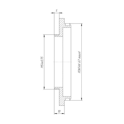 M54x0.75 male thread to Pentax 67 camera mount adapter