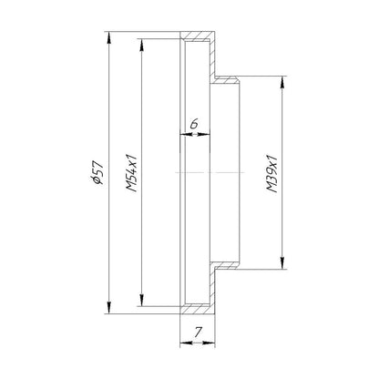 M54x1 female to M39x1 (LTM) male thread adapter