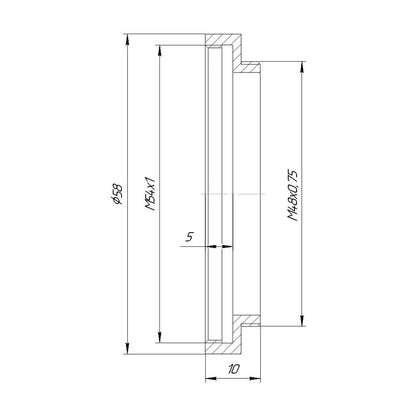 M54x1 female to M48x0.75 male thread adapter