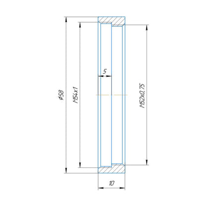 M54x1 female to M52x0.75 female thread adapter