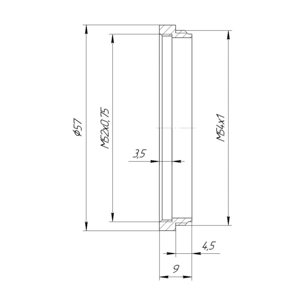 M54x1 male to M52x0.75 female thread adapter for Olympus DF Plan 1x objective