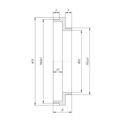 M54x1 male to M68x1 male thread adapter