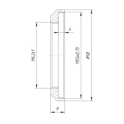 M55x0.75 female to M42x1 female thread adapter