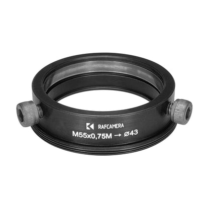 43mm clamp to M55x0.75 male thread adapter (for Kowa 16-D lenses)