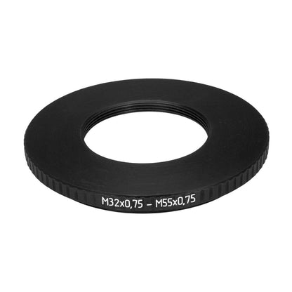 M55x0.75 male to M32x0.75 female thread adapter (55mm to 32mm step-down ring)