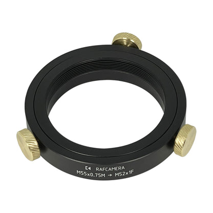 M55x0.75 male to M52x1 female thread adapter, adjustable