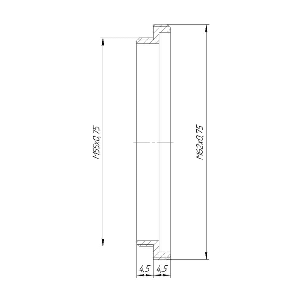 M62x0.75 male to M55x0.75 male adapter for Rapido FVD-8A