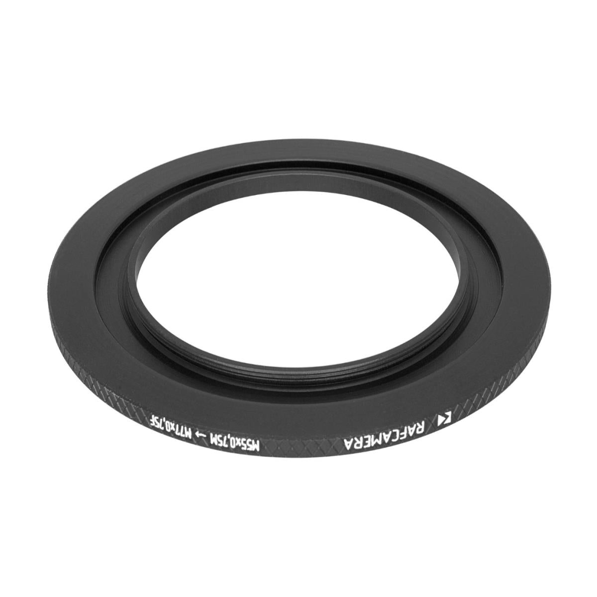 M55x0.75 male to M77x0.75 female thread adapter, short