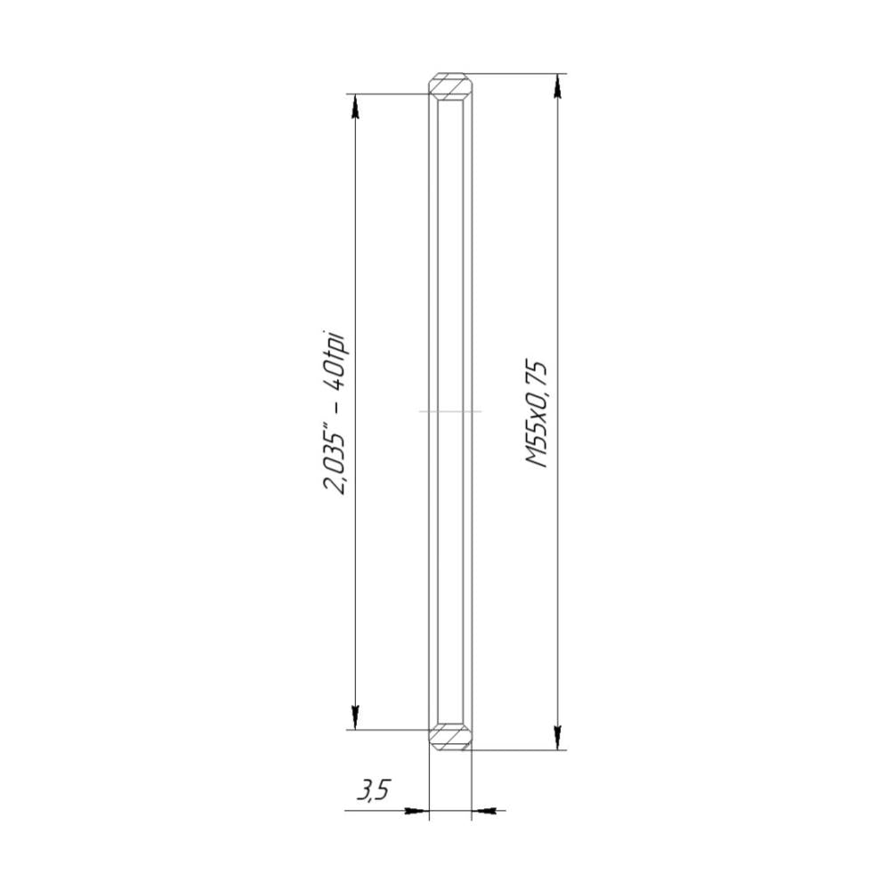 M55x0.75 male to SM2 female thread adapter, flangeless
