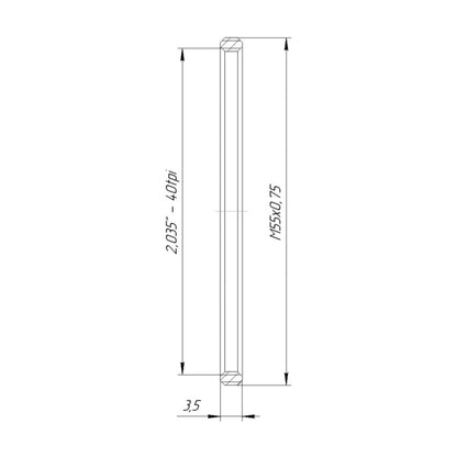 M55x0.75 male to SM2 female thread adapter, flangeless