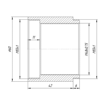 M55x1 thread extender, 42mm long