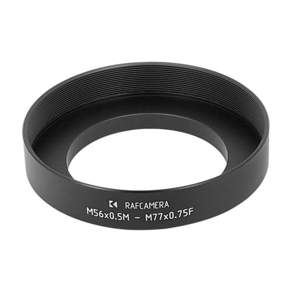 M56x0.5 male to M77x0.75 female thread adapter with 80mm OD