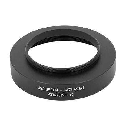 M56x0.5 male to M77x0.75 female thread adapter with 80mm OD