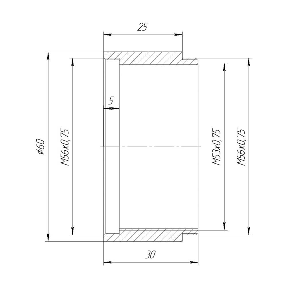 M56x0.75 thread extender, 25mm