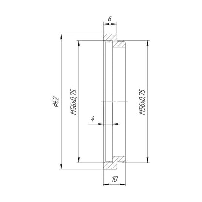 M56x0.75 thread extender, 6mm