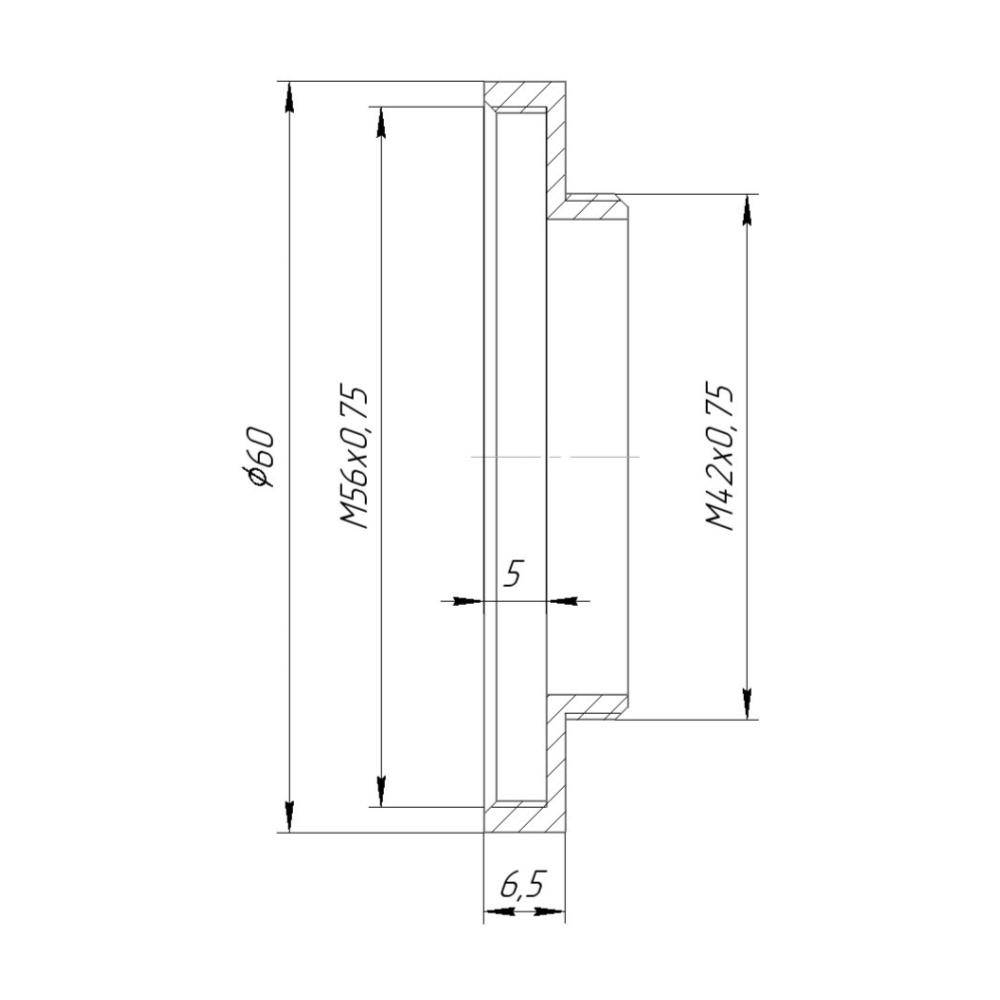 M56x0.75 female to M42x0.75 male thread adapter for Takahashi FC-76DCU