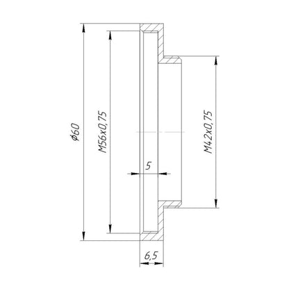 M56x0.75 female to M42x0.75 male thread adapter for Takahashi FC-76DCU