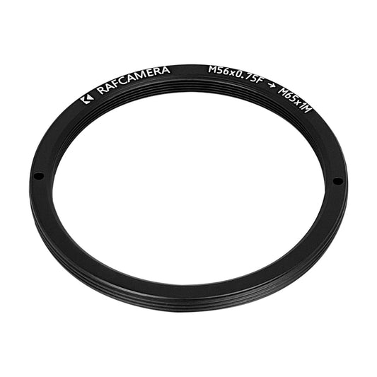 M56x0.75 female to M65x1 male thread adapter, flangeless